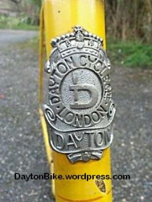 dayton bike head badge yellow